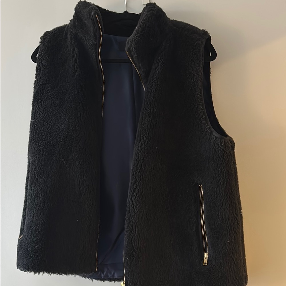 J.Crew Black Fuzzy Vest